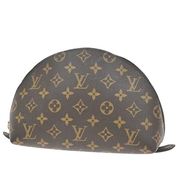 LOUIS VUITTON Trousse Demi Ronde Pouch Monogram Leather Brown M47520 04KB257 - Picture 1 of 16